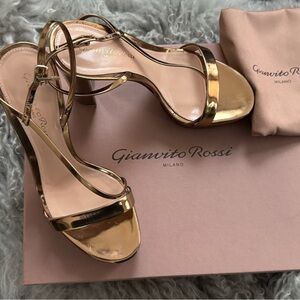 Gianvito Rossi Shiny Gold Strappy Heels